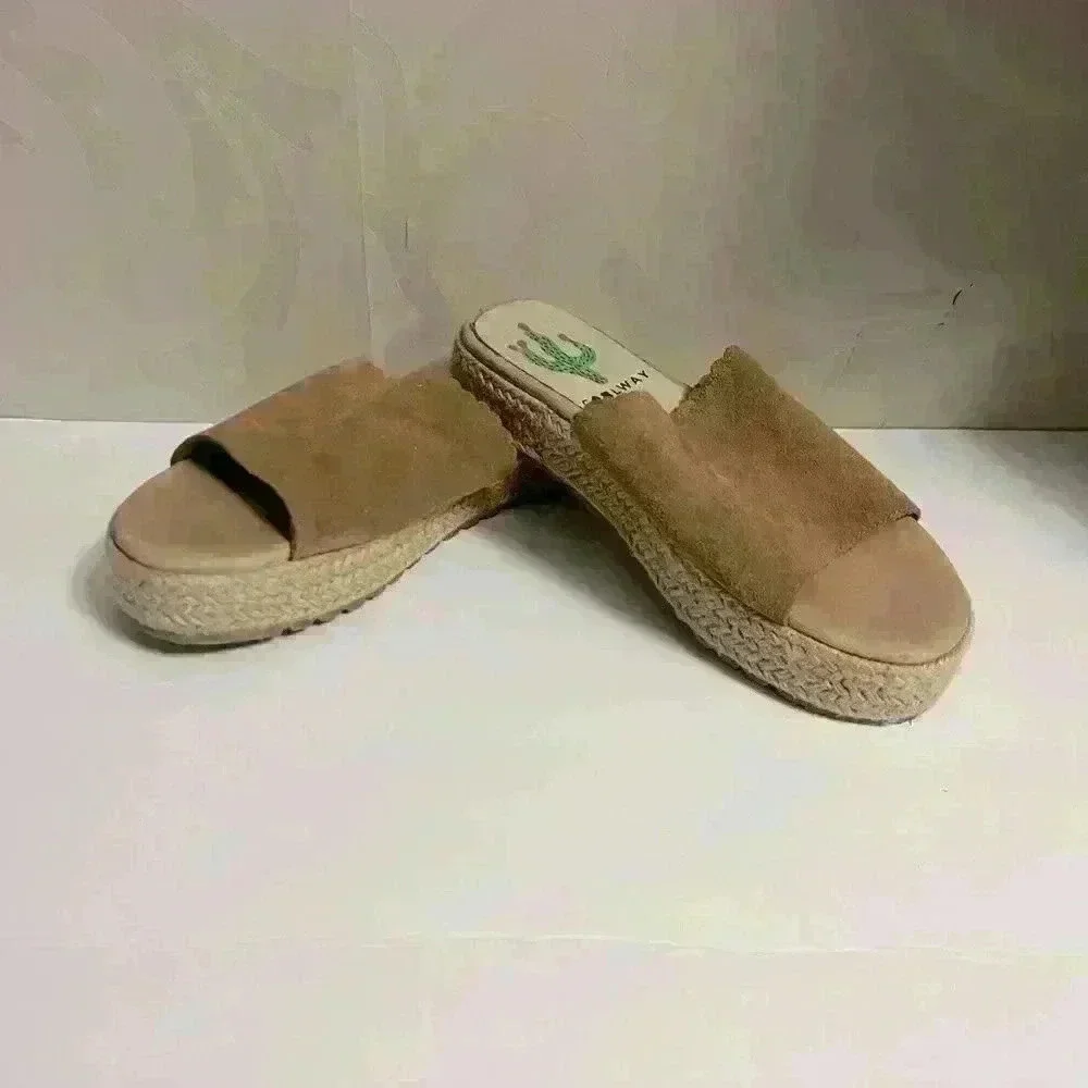 Coolway Tiri Espadrille Platform Suede Slip on Sandals Size 10